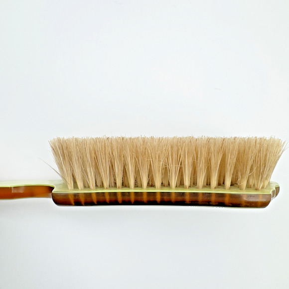 Vintage Art Deco Hand Mirror Brush Set Beveled Celluloid Green Pearlized Lucite - Picture 5 of 12